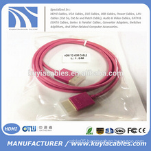 New Hot sell Short Slim Colorfull HDMI Cable 1.3/1.4V in Red,White,Blue,Black ,Green,Purple